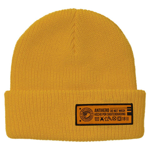 ANTIHERO HECHO POR SKATEBOARDING CUFF BEANIE YELLOW / ORANGE