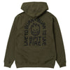 SPITFIRE LTB ARCH EMB ZIP HOOD OLIVE w/ BLACK EMBROIDERY & PRINT