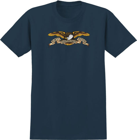 ANTIHERO EAGLE PIGMENT DYED TEE MIDNIGHT w/ MULTI COLOR PRINT