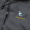 ANTIHERO LIL PIGEON EMB HEAVYWEIGHT ZIP HOOD CHARCOAL(SOLID) w/ MULTI COLOR EMBROIDERY