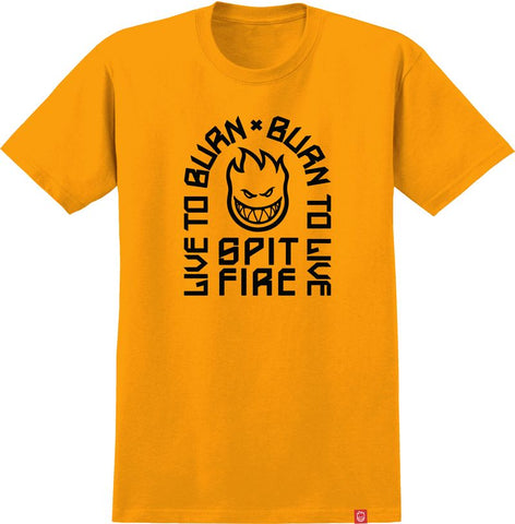 SPITFIRE LTB ARCH GOLD TEE w/ BLACK PRINT