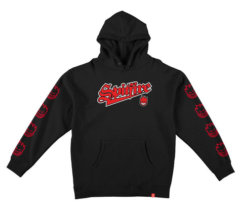 SPITFIRE BASEBALL BIGHEAD SLEEVE HOOD BLACK w/ RED, WHITE & BLACK PREMIUM PRINTS