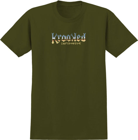 KROOKED CHROME ZONE TEE MILITARY GREEN w/ MULTI COLOR PRINT
