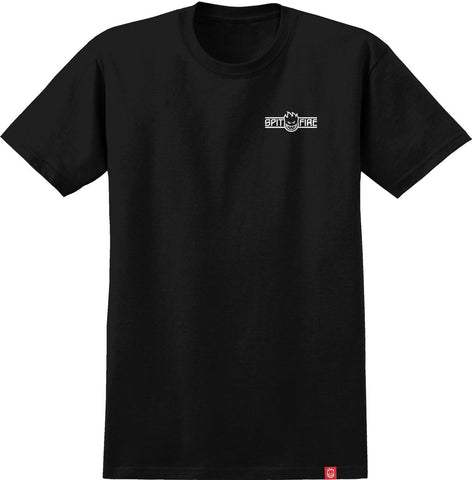 SPITFIRE LTB ARCH II TEE BLACK w/ WHITE PRINTS