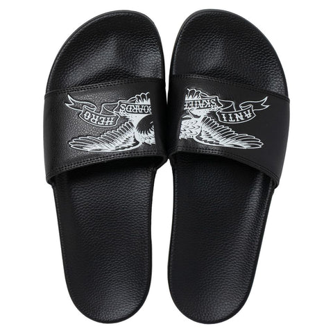 ANTIHERO BASIC EAGLE SLIDE SANDALS BLACK / WHITE