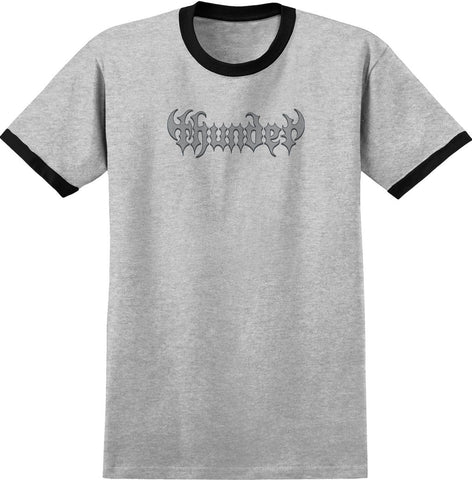 THUNDER CATALYST RINGER TEE HEATHER GREY / BLACK w/ GREY TONAL PRINT