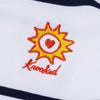 KROOKED SUN HEART RUGBY SHIRT WHITE/NAVY w/ YELLOW & RED EMBROIDERY