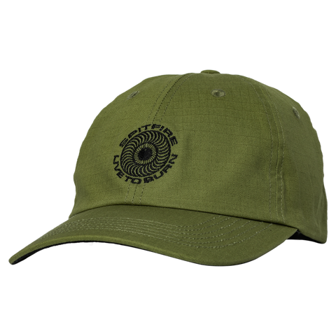 SPITFIRE CLASSIC '87 SWIRL LTB STRAPBACK OLIVE (RIPSTOP) w/ BLACK EMBROIDERY