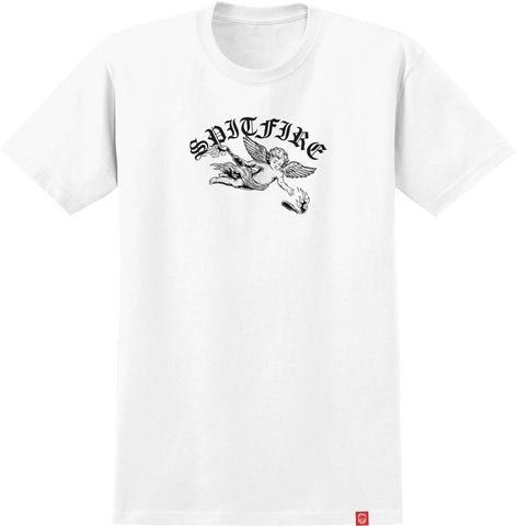 SPITFIRE MOLOTOV OLD E TEE WHITE w/ BLACK & WHITE PRINTS
