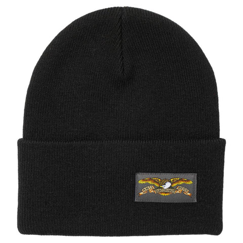ANTIHERO FULL EAGLE LABEL FINE KNIT CUFF BEANIE BLACK / GREY