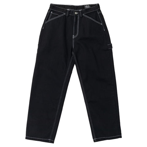 KROOKED SUN HEART CARPENTER PANT BLACK w/ YELLOW & RED EMBROIDERY