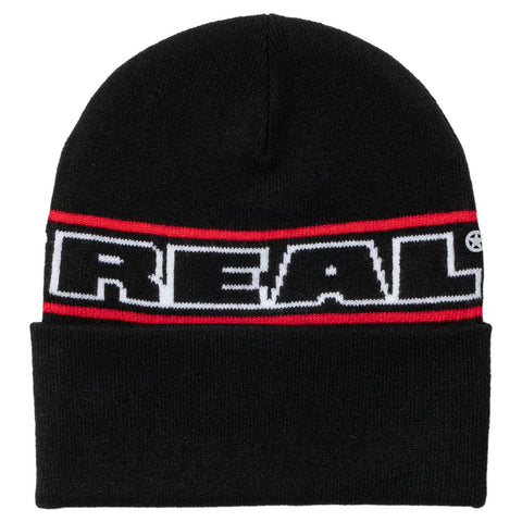 REAL BANDED CUFF BEANIE BLACK / RED / WHITE