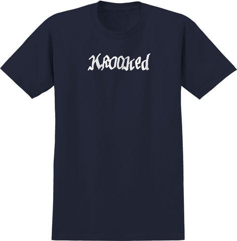 KROOKED DOUBLE OK SCRIPT TEE TRUE NAVY w/ WHITE PRINT