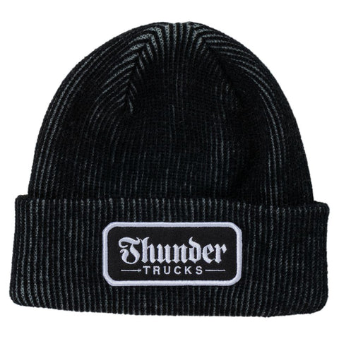 THUNDER SCRIPT PATCH CUFF BEANIE GREY / BLACK / WHITE