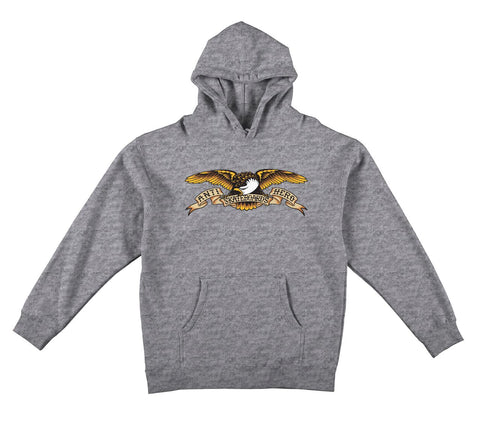 ANTIHERO EAGLE YOUTH HOOD GREY HEATHER w/ BLACK MULTI COLOR PRINT