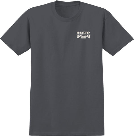 ANTIHERO DAWG SHIT TEE CHARCOAL (SOLID) w/ RAW DISCHARGE PRINTS