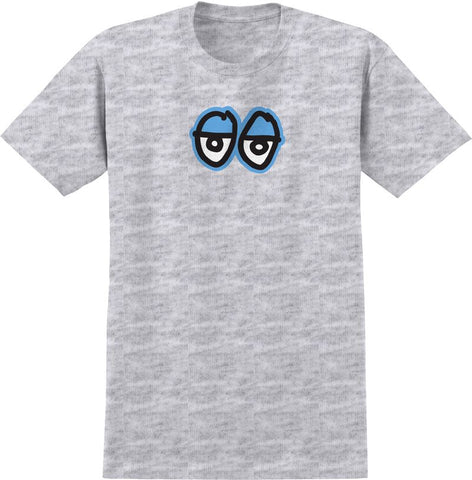 KROOKED EYES LG TEE ASH GREY(HEATHER) w/ BLUE, BLACK & WHITE PRINT