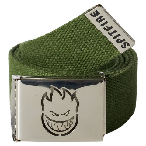 SPITFIRE BIGHEAD CUT OUT WEB BELT OLIVE / POLISHED SILVER