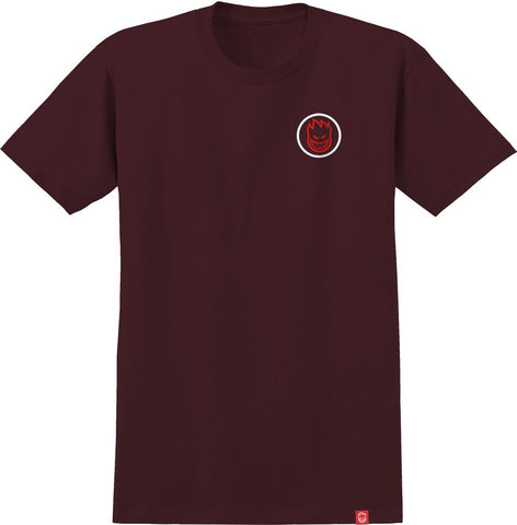 SPITFIRE CLASSIC SWIRL OVERLAY TEE BURGUNDY w/ RED & WHITE PRINTS