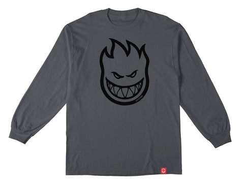 SPITFIRE BIGHEAD L/S TEE CHARCOAL (SOLID) w/ BLACK PRINT