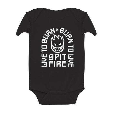 SPITFIRE LTB ARCH INFANT ONESIE BLACK w/ WHITE PRINT