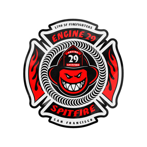 SPITFIRE X SFFD ENGINE 29 FIREFIGHTERS CROSS STICKER