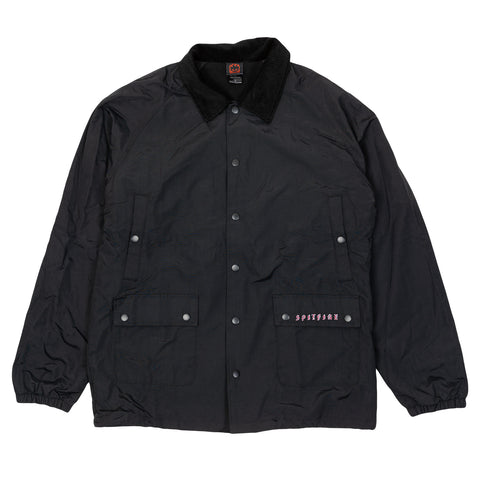 SPITFIRE OLD E EMB JACKET BLACK w/ RED & WHITE EMBROIDERY