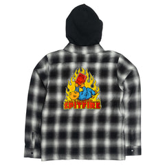 SPITFIRE DEMONSEED HOODED FLANNEL BLACK/WHITE w/ MULTI COLOR EMBROIDERIES