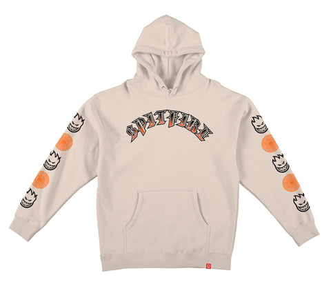 SPITFIRE OLD E FADE FILL COMBO SLEEVE PULLOVER HOODED SWEATSHIRT W/ PREMIUM PRINT BONE w/ MULTI COLOR Prints