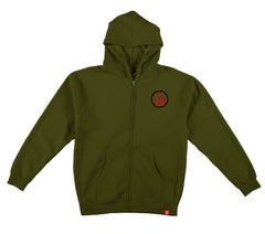 SPITFIRE CLASSIC SWIRL OVERLAY ZIP HOOD ARMY w/ BLACK & RED PRINTS