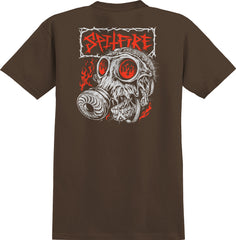 SPITFIRE GAS MASK TEE DARK CHOCOLATE w/ MULTI COLOR PRINTS
