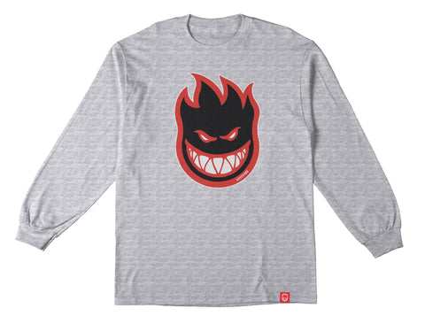 SPITFIRE BIGHEAD FILL L/S TEE ASH w/ BLACK, RED, & WHITE PRINT