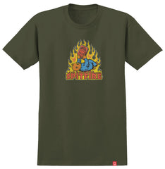 SPITFIRE DEMONSEED TEE MILITARY GREEN w/ MULTI COLOR PRINT