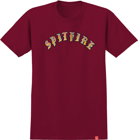 SPITFIRE OLD E TEE CARDINAL w/ RED to YELLOW FADE PRINT