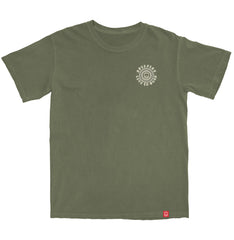 SPITFIRE WEBBED CLASSIC S/S T-SHIRT- GARMENT DYED MOSS(Garment Dye) w/ CREAM Prints