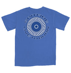SPITFIRE CLASSIC '87 SWIRL LTB S/S T-SHIRT- GARMENT DYED MYSTIC BLUE(Garment Dye) w/ DK BLUE & WHITE Prints