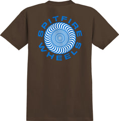 SPITFIRE CLASSIC '87 SWIRL FILL TEE DARK CHOCOLATE WITH BLUE & WHITE PRINTS