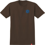 SPITFIRE CLASSIC '87 SWIRL FILL TEE DARK CHOCOLATE WITH BLUE & WHITE PRINTS