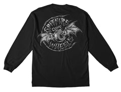 SPITFIRE BATWING CLASSIC L/S TEE BLACK w/ WHITE PRINTS