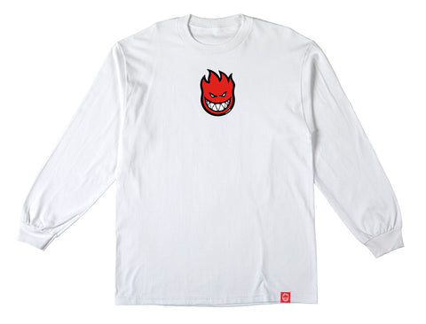 SPITFIRE BIGHEAD MID FILL L/S TEE WHITE w/ RED, WHITE & BLACK PRINT