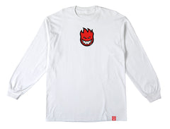 SPITFIRE BIGHEAD MID FILL L/S TEE WHITE w/ RED, WHITE & BLACK PRINT