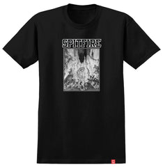 SPITFIRE INFERNO TEE  BLACK w/ BLACK & WHITE PREMIUM PRINTS