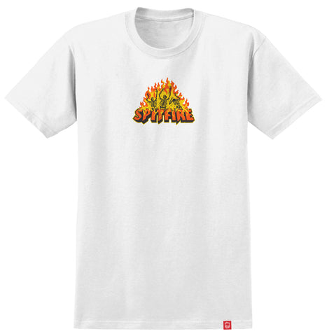 SPITFIRE HELLFIRE TEE WHITE w/ MULTI COLOR PRINT