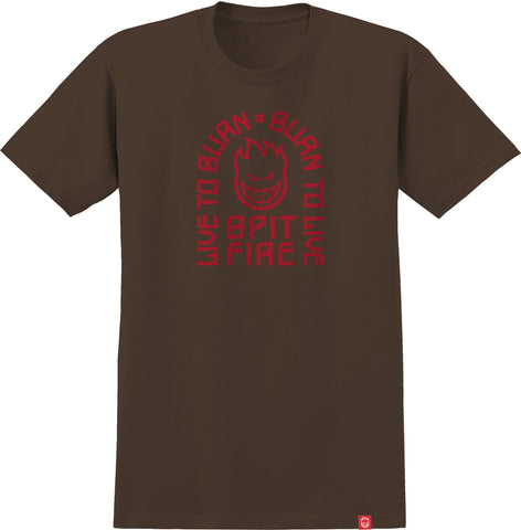 SPITFIRE LTB ARCH TEE BROWN w/ RED PRINT