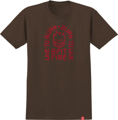 SPITFIRE LTB ARCH TEE BROWN w/ RED PRINT