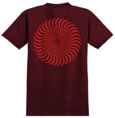 SPITFIRE CLASSIC SWIRL OVERLAY TEE BURGUNDY w/ RED & BLACK PRINTS