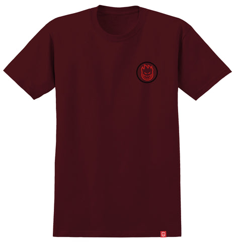 SPITFIRE CLASSIC SWIRL OVERLAY TEE BURGUNDY w/ RED & BLACK PRINTS