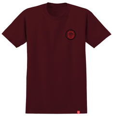 SPITFIRE CLASSIC SWIRL OVERLAY TEE BURGUNDY w/ RED & BLACK PRINTS