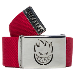 SPITFIRE BIGHEAD CUT OUT WEB BELT RED/POLISHED SLIVER