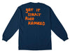 KROOKED STRAIT EYES L/S TEE NAVY w/ ORANGE PRINTS